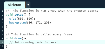 skeleton code screenshot